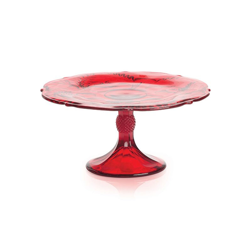 Sm Thistle Cake Plate Red