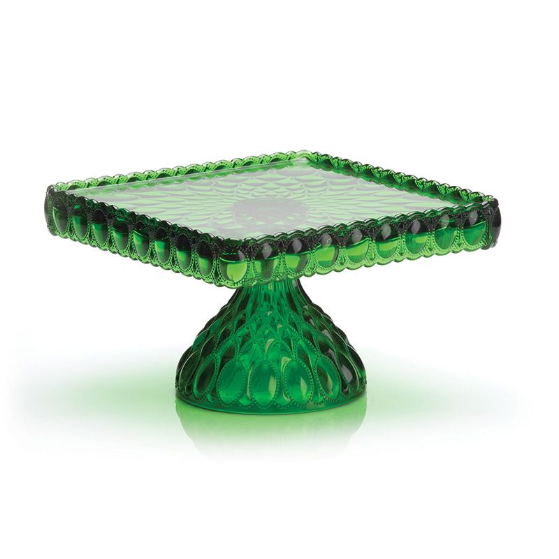 Elizabeth Square Cake Plate Hntr Gr