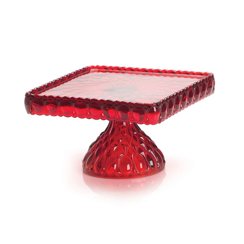 Elizabeth Square Cake Plate Red