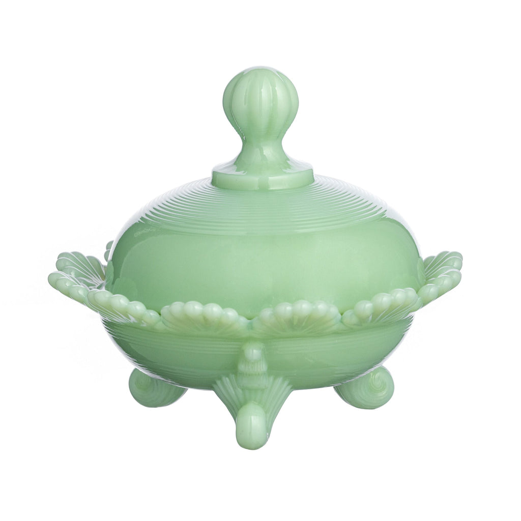 Footed Covered Candy Jadeite